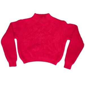 Lili Sidonio XL Red Fluffy Knit Sweater Mock Neck Long Sleeve